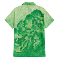 Aloha Hawaii Molokai Island Family Matching Off Shoulder Maxi Dress and Hawaiian Shirt Hibiscus Tribal Honu Hawaiian Tattoo Green