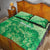 Aloha Hawaii Molokai Island Quilt Bed Set Hibiscus Tribal Honu Hawaiian Tattoo Green
