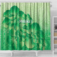 Aloha Hawaii Molokai Island Shower Curtain Hibiscus Tribal Honu Hawaiian Tattoo Green