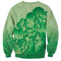 Aloha Hawaii Molokai Island Sweatshirt Hibiscus Tribal Honu Hawaiian Tattoo Green