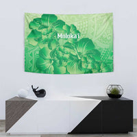 Aloha Hawaii Molokai Island Tapestry Hibiscus Tribal Honu Hawaiian Tattoo Green