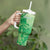 Aloha Hawaii Molokai Island Tumbler With Handle Hibiscus Tribal Honu Hawaiian Tattoo Green