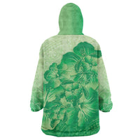 Aloha Hawaii Molokai Island Wearable Blanket Hoodie Hibiscus Tribal Honu Hawaiian Tattoo Green