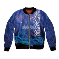 Personalised Matariki New Zealand Bomber Jacket Maori New Year Galaxy Koru Pattern LT14 Unisex Blue - Polynesian Pride