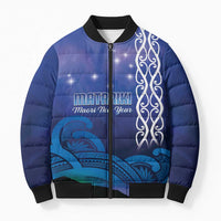 Personalised Matariki New Zealand Bomber Puffer Jacket Maori New Year Galaxy Koru Pattern - Polynesian Pride