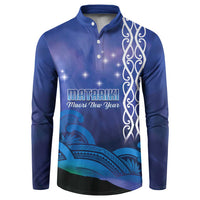 Personalised Matariki New Zealand Button Sweatshirt Maori New Year Galaxy Koru Pattern