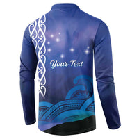 Personalised Matariki New Zealand Button Sweatshirt Maori New Year Galaxy Koru Pattern