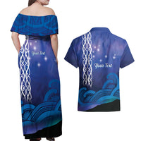 Personalised Matariki New Zealand Couples Matching Off Shoulder Maxi Dress and Hawaiian Shirt Maori New Year Galaxy Koru Pattern
