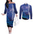 Personalised Matariki New Zealand Couples Matching Off The Shoulder Long Sleeve Dress and Long Sleeve Button Shirt Maori New Year Galaxy Koru Pattern