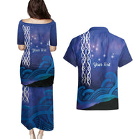 Personalised Matariki New Zealand Couples Matching Puletasi and Hawaiian Shirt Maori New Year Galaxy Koru Pattern