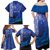 Personalised Matariki New Zealand Family Matching Off Shoulder Maxi Dress and Hawaiian Shirt Maori New Year Galaxy Koru Pattern