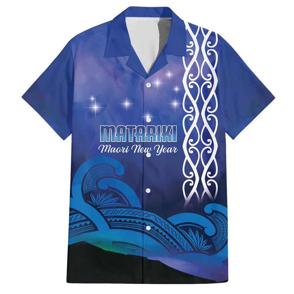 Personalised Matariki New Zealand Family Matching Off Shoulder Short Dress and Hawaiian Shirt Maori New Year Galaxy Koru Pattern