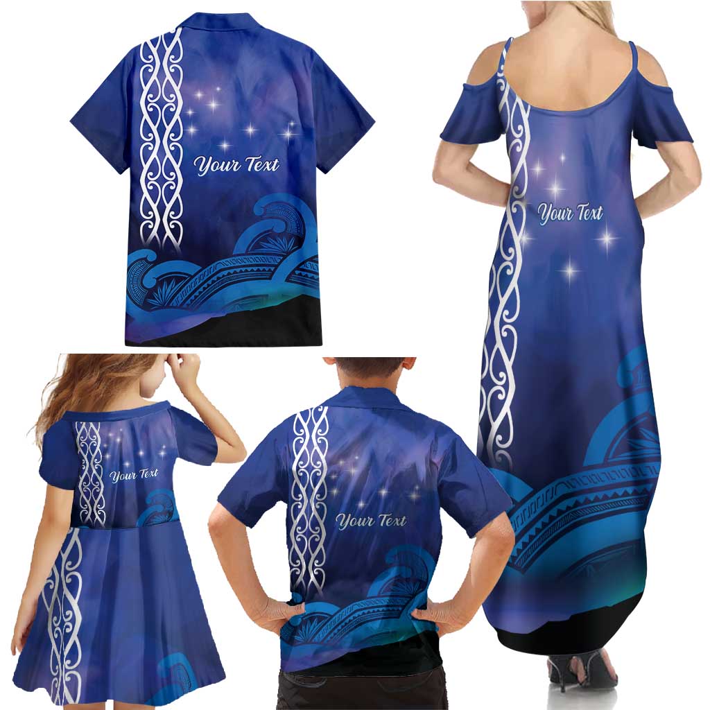 Personalised Matariki New Zealand Family Matching Summer Maxi Dress and Hawaiian Shirt Maori New Year Galaxy Koru Pattern