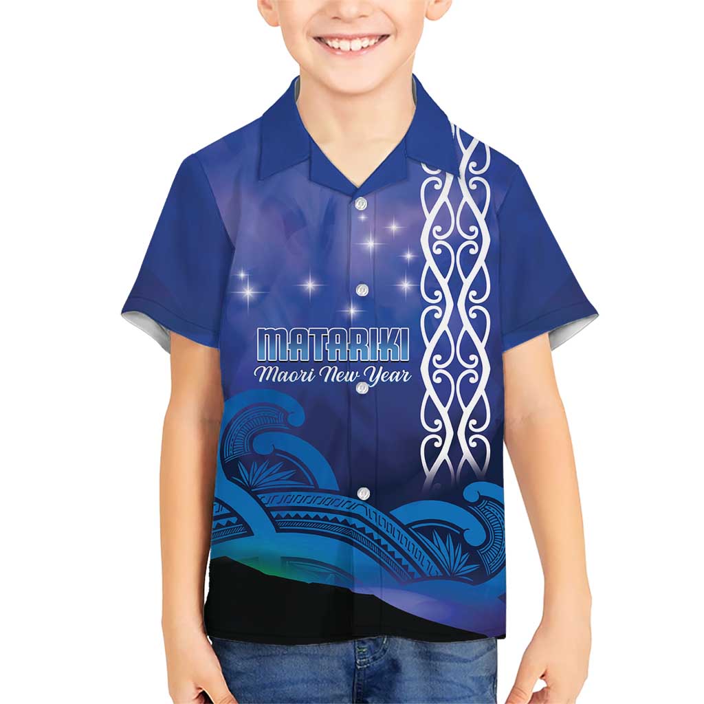 Personalised Matariki New Zealand Kid Hawaiian Shirt Maori New Year Galaxy Koru Pattern