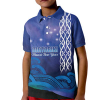 Personalised Matariki New Zealand Kid Polo Shirt Maori New Year Galaxy Koru Pattern
