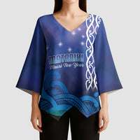 Personalised Matariki New Zealand Kimono Sleeve Blouse Maori New Year Galaxy Koru Pattern - Polynesian Pride