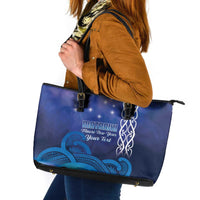 Personalised Matariki New Zealand Leather Tote Bag Maori New Year Galaxy Koru Pattern
