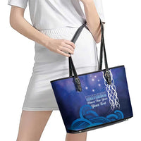 Personalised Matariki New Zealand Leather Tote Bag Maori New Year Galaxy Koru Pattern