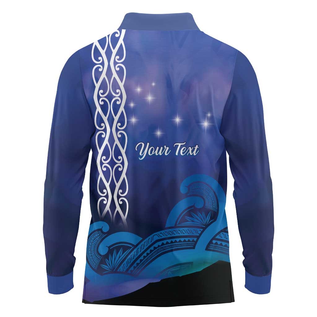 Personalised Matariki New Zealand Long Sleeve Polo Shirt Maori New Year Galaxy Koru Pattern LT14 - Polynesian Pride