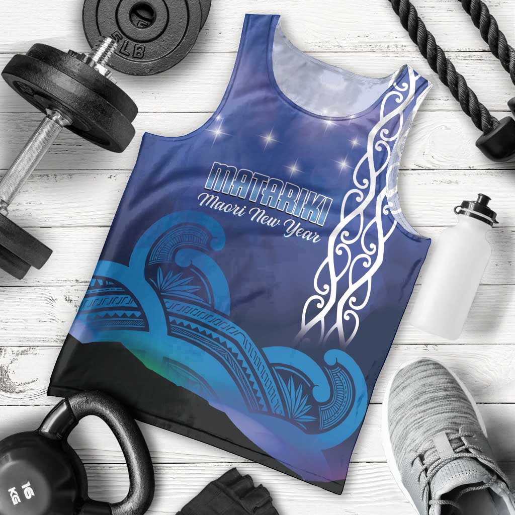 Personalised Matariki New Zealand Men Tank Top Maori New Year Galaxy Koru Pattern