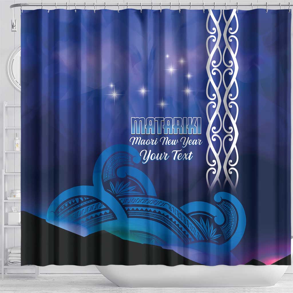 Personalised Matariki New Zealand Shower Curtain Maori New Year Galaxy Koru Pattern