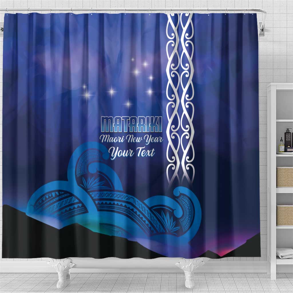 Personalised Matariki New Zealand Shower Curtain Maori New Year Galaxy Koru Pattern