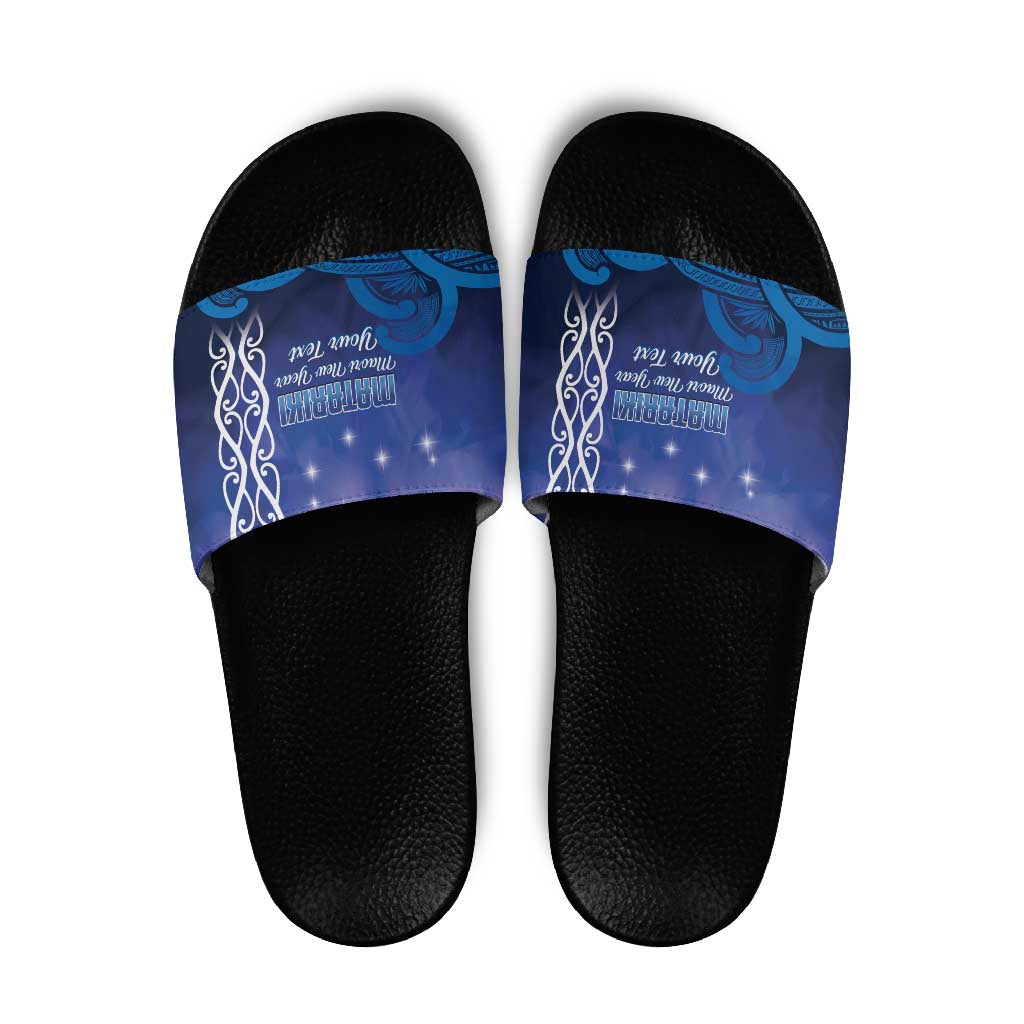 Personalised Matariki New Zealand Slide Sandals Maori New Year Galaxy Koru Pattern - Polynesian Pride