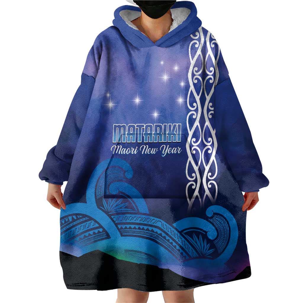 Personalised Matariki New Zealand Wearable Blanket Hoodie Maori New Year Galaxy Koru Pattern LT14 - Polynesian Pride