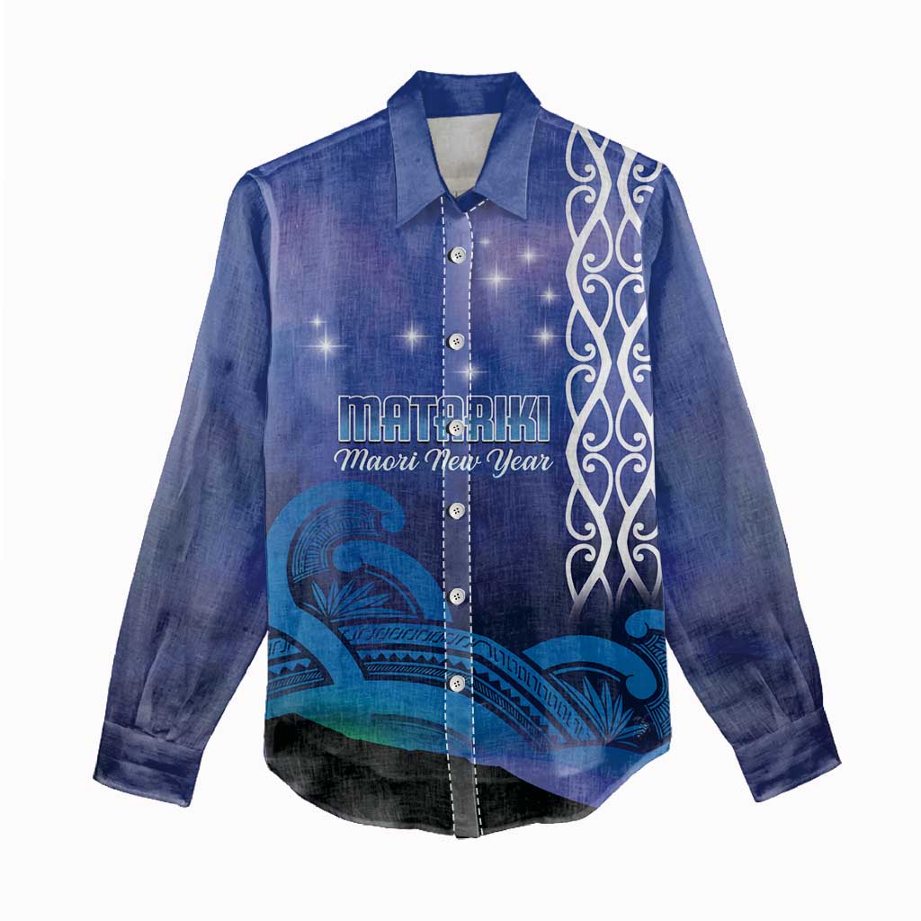 Personalised Matariki New Zealand Women Casual Shirt Maori New Year Galaxy Koru Pattern