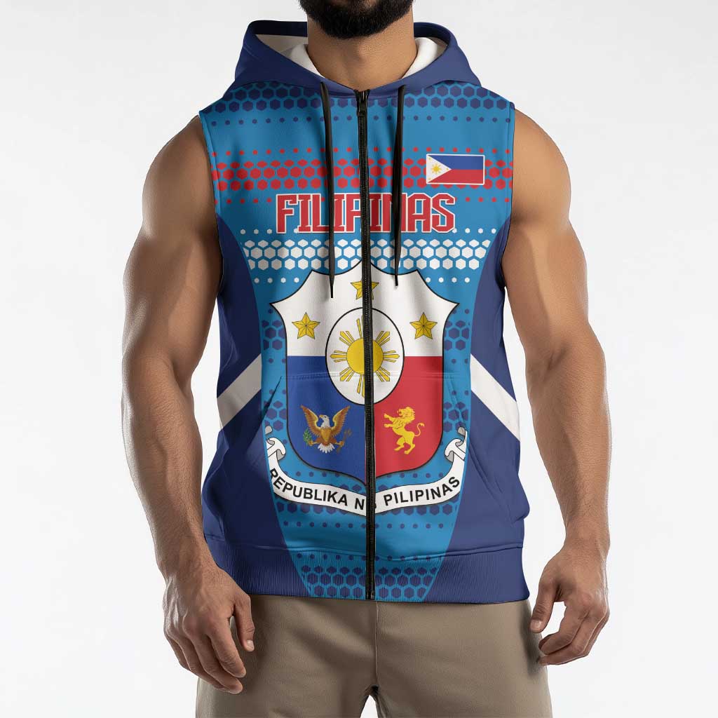 Philippines Football 2026 Sleeveless Zip Hoodie Come On Filipinas