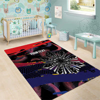 Philippines Sun Tattoo Area Rug Feathers Filipinas Grunge Style Black LT14 - Polynesian Pride