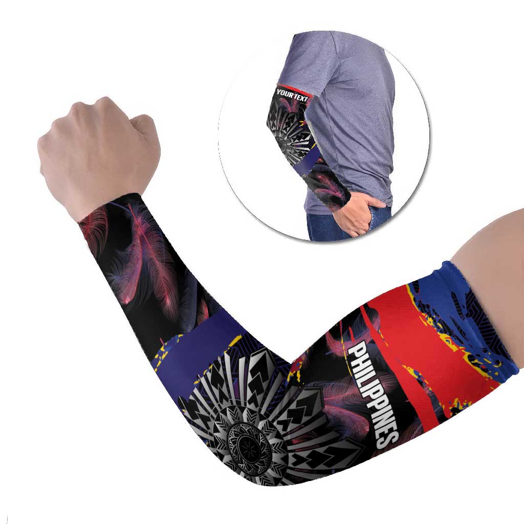 Philippines Sun Tattoo Arm Sleeves Feathers Filipinas Grunge Style Black LT14 Set of 2 Black - Polynesian Pride
