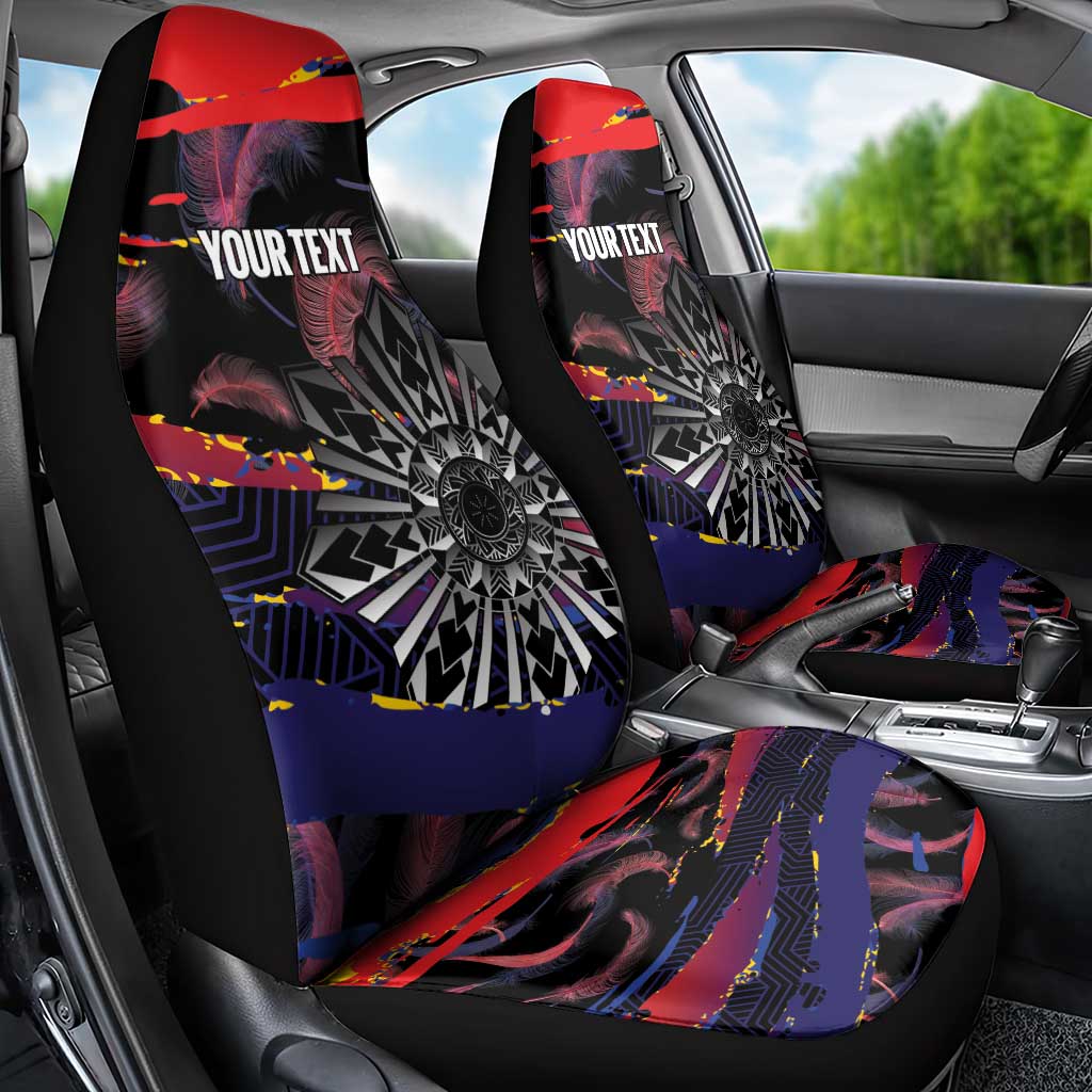 Philippines Sun Tattoo Car Seat Cover Feathers Filipinas Grunge Style Black