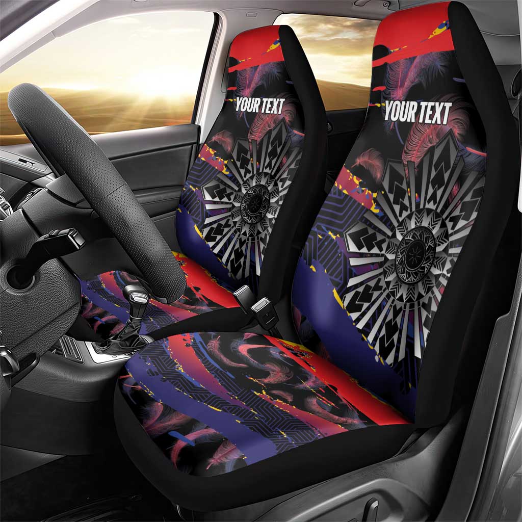 Philippines Sun Tattoo Car Seat Cover Feathers Filipinas Grunge Style Black