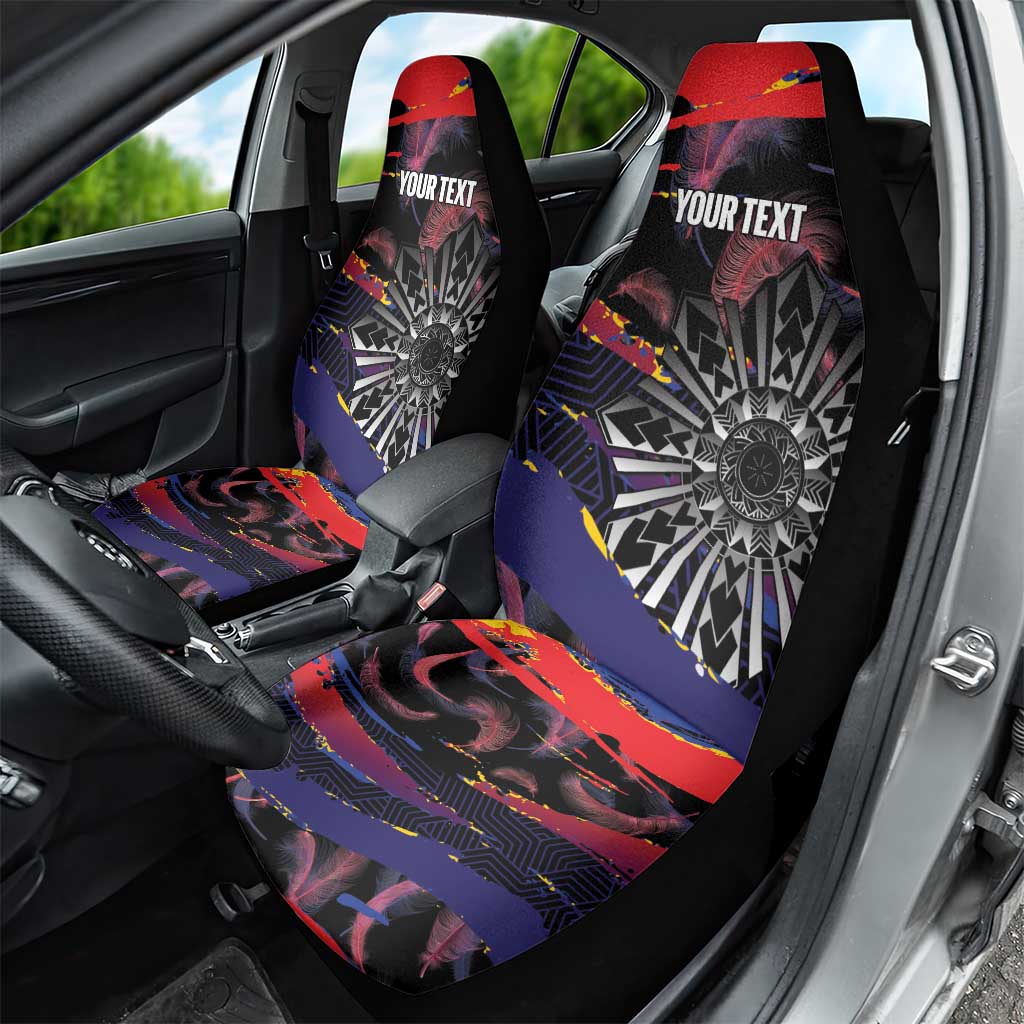 Philippines Sun Tattoo Car Seat Cover Feathers Filipinas Grunge Style Black