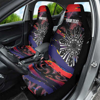 Philippines Sun Tattoo Car Seat Cover Feathers Filipinas Grunge Style Black