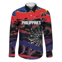 Philippines Sun Tattoo Family Matching Off Shoulder Maxi Dress and Hawaiian Shirt Feathers Filipinas Grunge Style Black
