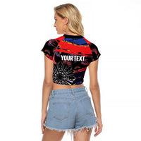 Philippines Sun Tattoo Raglan Cropped T Shirt Feathers Filipinas Grunge Style Black LT14 - Polynesian Pride