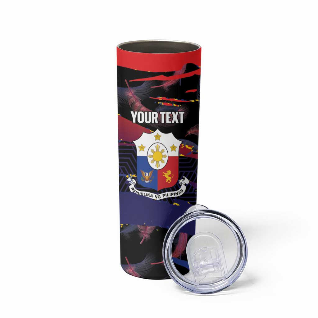 Philippines Sun Tattoo Skinny Tumbler Feathers Filipinas Grunge Style Black LT14 - Polynesian Pride