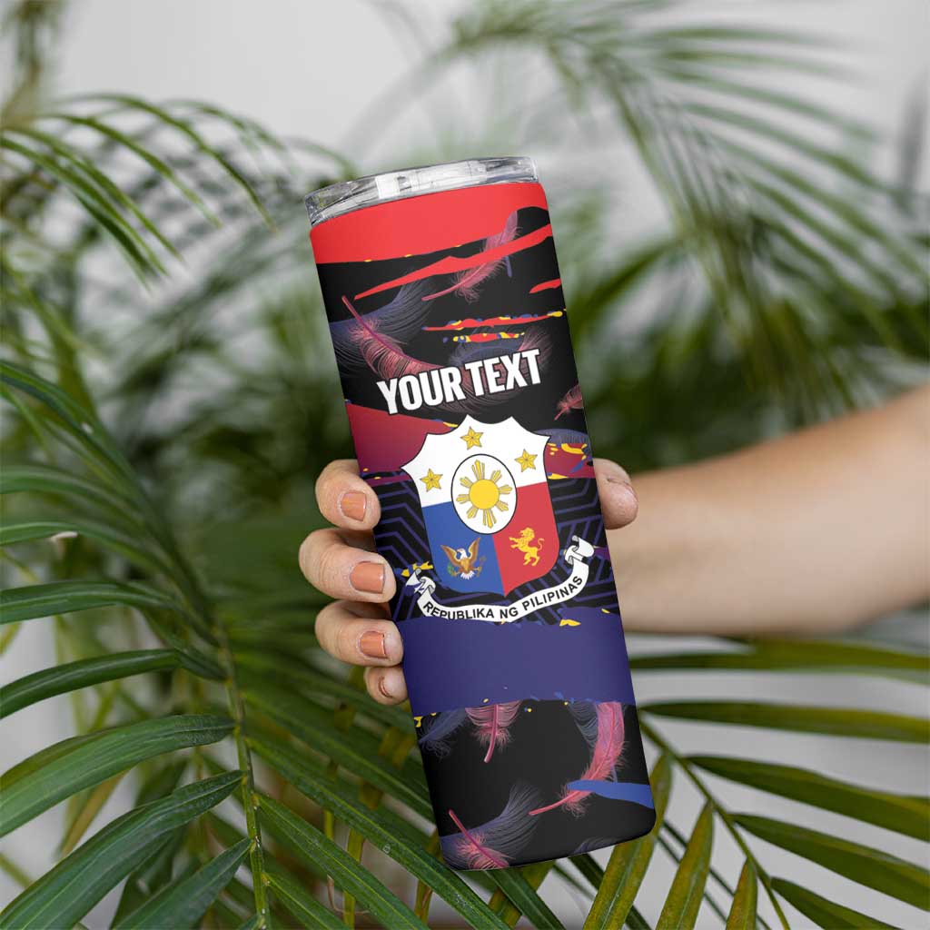 Philippines Sun Tattoo Skinny Tumbler Feathers Filipinas Grunge Style Black LT14 - Polynesian Pride
