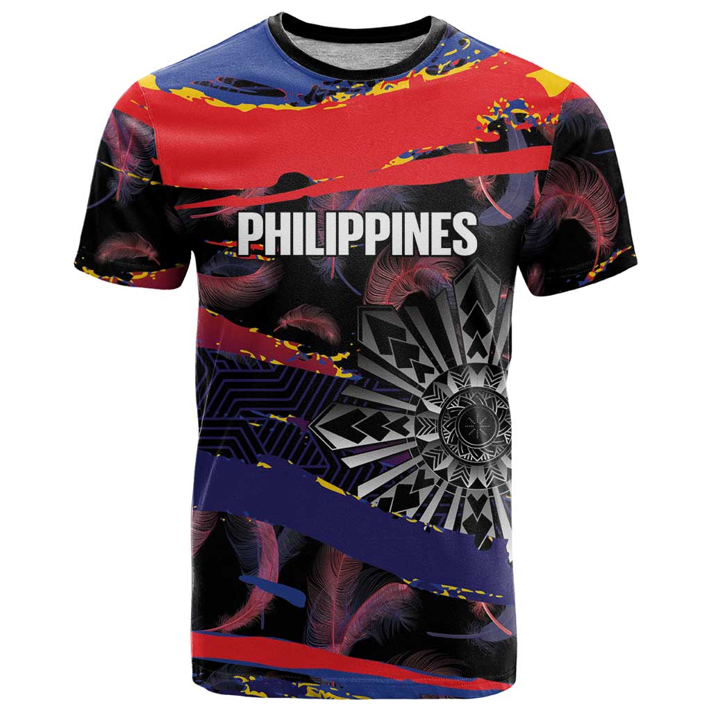 Philippines Sun Tattoo T Shirt Feathers Filipinas Grunge Style Black LT14 Black - Polynesian Pride