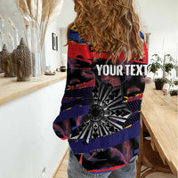 Philippines Sun Tattoo Women Casual Shirt Feathers Filipinas Grunge Style Black LT14 - Polynesian Pride