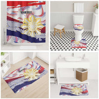 Philippines Sun Tattoo Bathroom Set Feathers Filipinas Grunge Style White