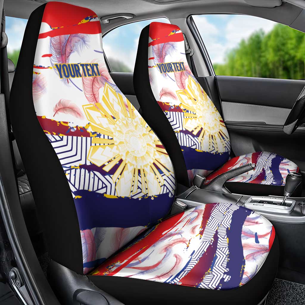 Philippines Sun Tattoo Car Seat Cover Feathers Filipinas Grunge Style White