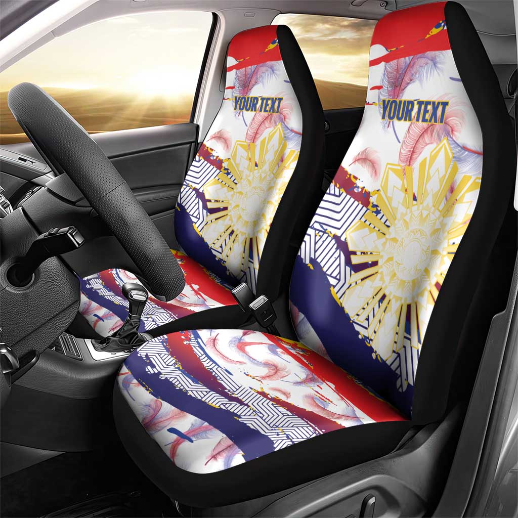 Philippines Sun Tattoo Car Seat Cover Feathers Filipinas Grunge Style White