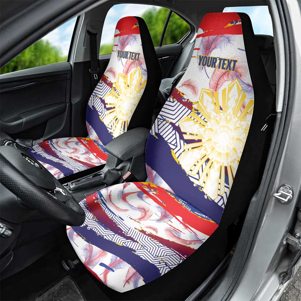 Philippines Sun Tattoo Car Seat Cover Feathers Filipinas Grunge Style White