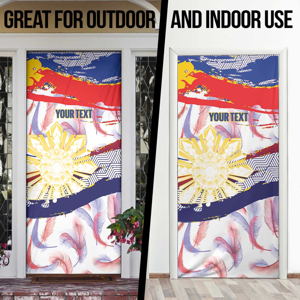 Philippines Sun Tattoo Door Cover Feathers Filipinas Grunge Style White