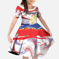 Philippines Sun Tattoo Family Matching Mermaid Dress and Hawaiian Shirt Feathers Filipinas Grunge Style White LT14 Daughter's Dress White - Polynesian Pride