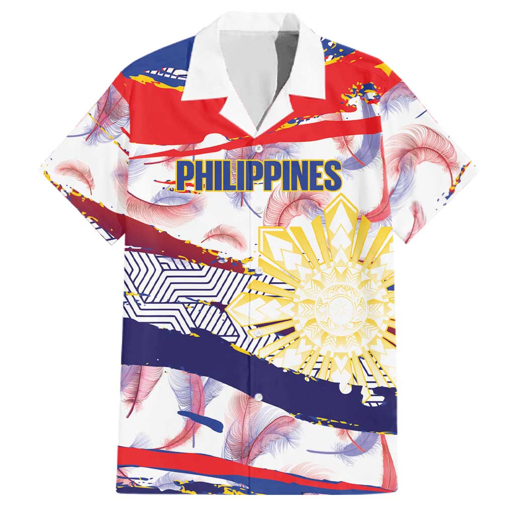 Philippines Sun Tattoo Family Matching Short Sleeve Bodycon Dress and Hawaiian Shirt Feathers Filipinas Grunge Style White LT14 Dad's Shirt - Short Sleeve White - Polynesian Pride