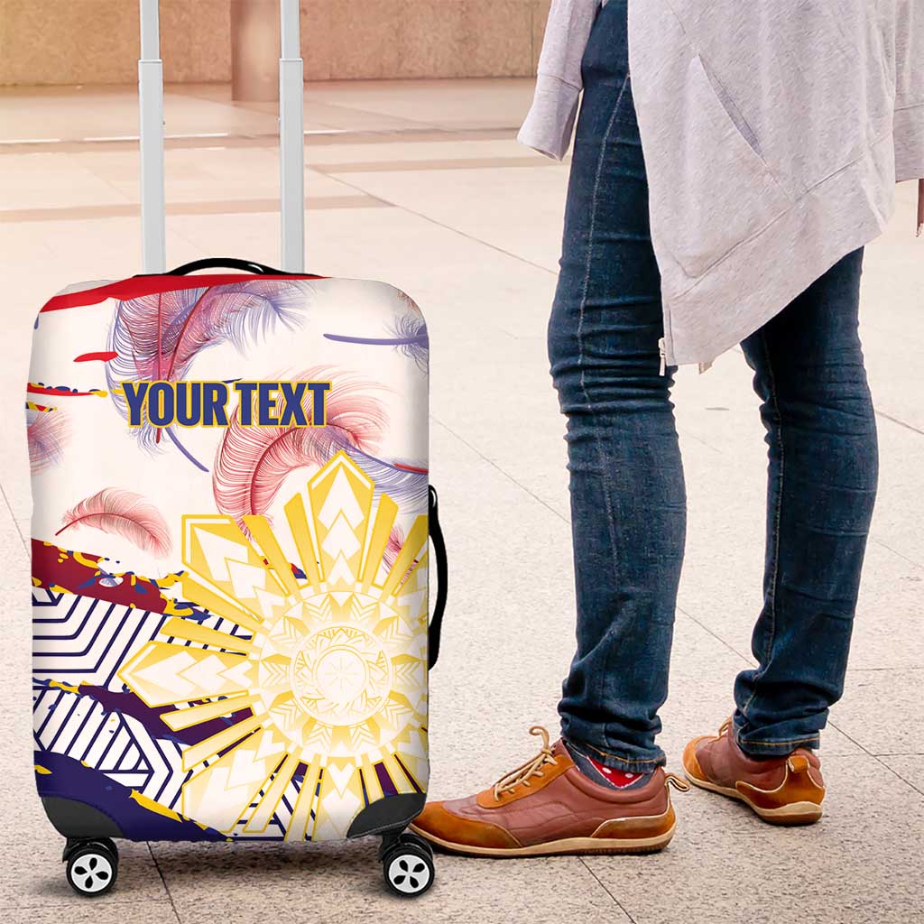 Philippines Sun Tattoo Luggage Cover Feathers Filipinas Grunge Style White LT14 White - Polynesian Pride